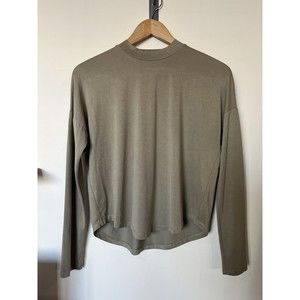 Madewell Sage Sand Washed Mock Neck Long Sleeve Top Size XXS